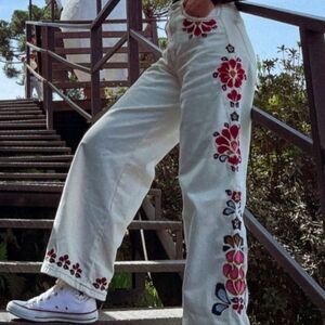 Jeans pants embroidered artisanal+ blouse